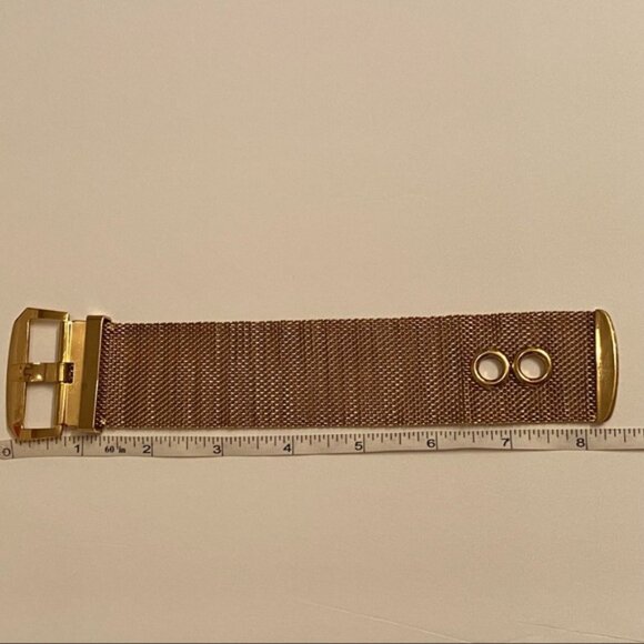 VINTAGE ERICKSON BEAMON BRACELET WIDE GOLD TONE MESH BELT BUCKLE LOOK 7” - 7.5” - Picture 11 of 16